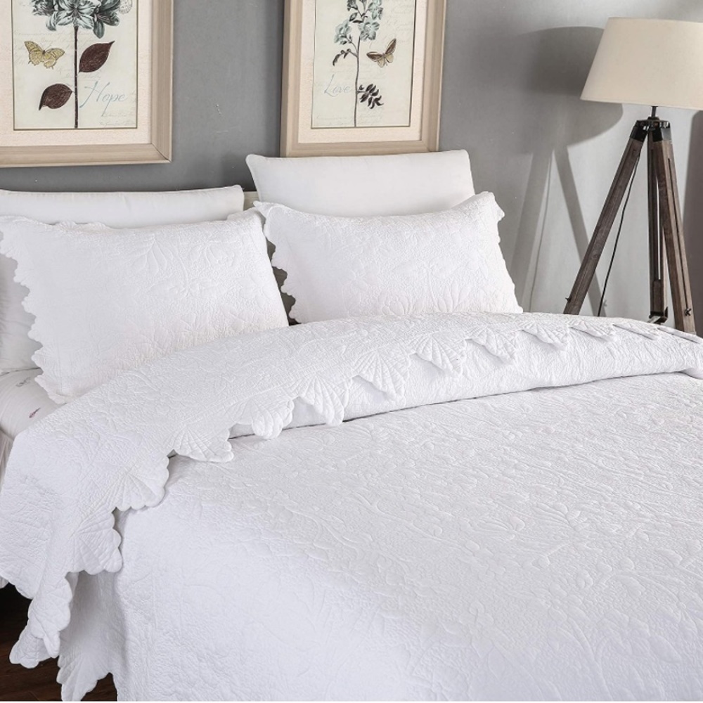 Bedding Set Grey Quilt Set Queen Size 100% Cotton - Picture 4 of 6
